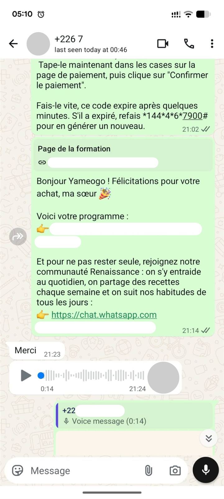 Une maman du Burkina Faso reçoit son accès et répond merci